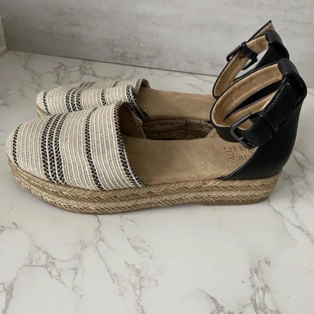 Naturalizer Espradrilles‎ Sandals Sz 8.5M Leather Fabric Flat Summer Coastal